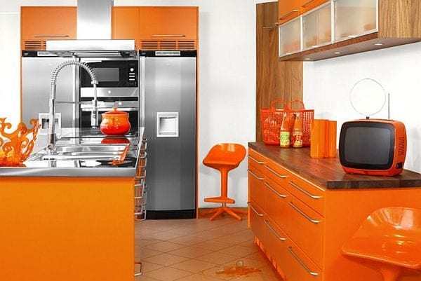 orange color kitchen