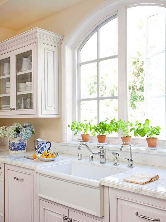 white kitchen window treatments