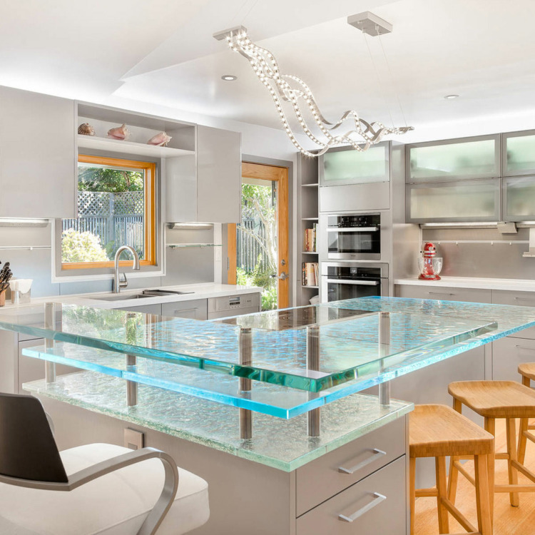 Glass Countertop for Kitchen Island